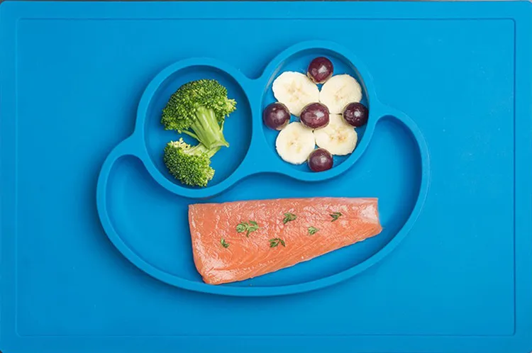 

Hot 1Pcs New Baby placement set Silicone Fun Placemat & Plate/Tray - Self Suction Silicone Baby Placemat Plate Smiling Mat