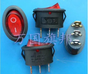 

25*17mm 6A 250V 3P rockey Switch / ellipse switch red key with light