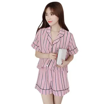 

Fashion Women Pajamas Turn-down Collar Sleepwear 2pcs Casual Pajama Set