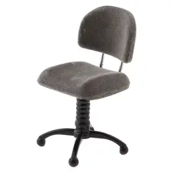 1:12 аксессуары для кукольного домика-миниатюрный вращающийся стул для поворотного кресла-серый