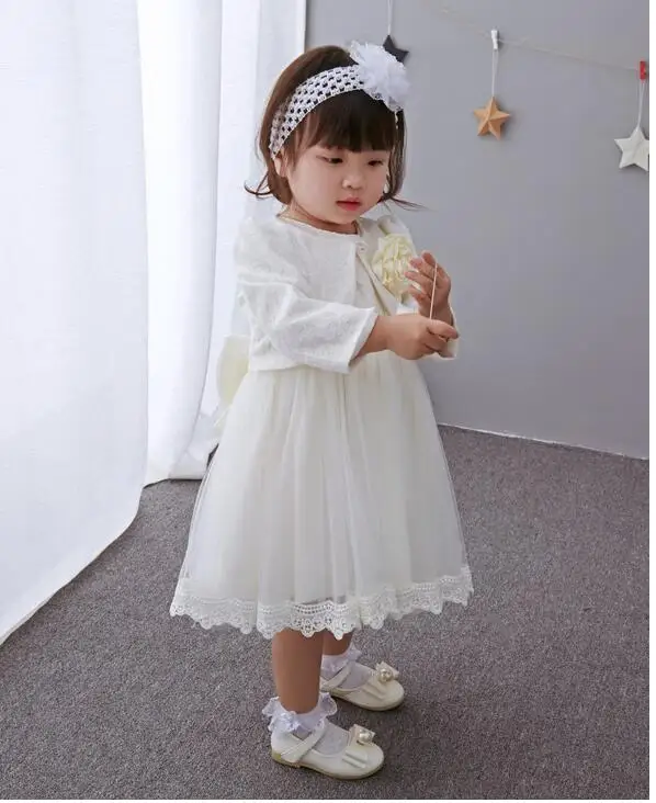 

Baby Girl's Pageant Suits 2017 Summer Lace Christening Dress+Headband+Coat Infant 3PCS Sets Kids Birthday Wedding Formal Outfits