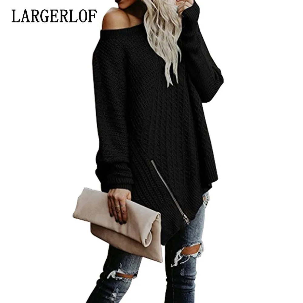LARGERLOF Plus Size Sweater Loose Fashoin Pullover Women Knitted Off Shoulder Female Winter Knitwear SR49018 | Женская одежда