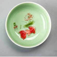 Чайная чашка из селадона, чайная чашка кунг-фу, китайский мерный рисунок золотой рыбки керамические чайные чашки, чайные аксессуары кружка для Пуэра набор