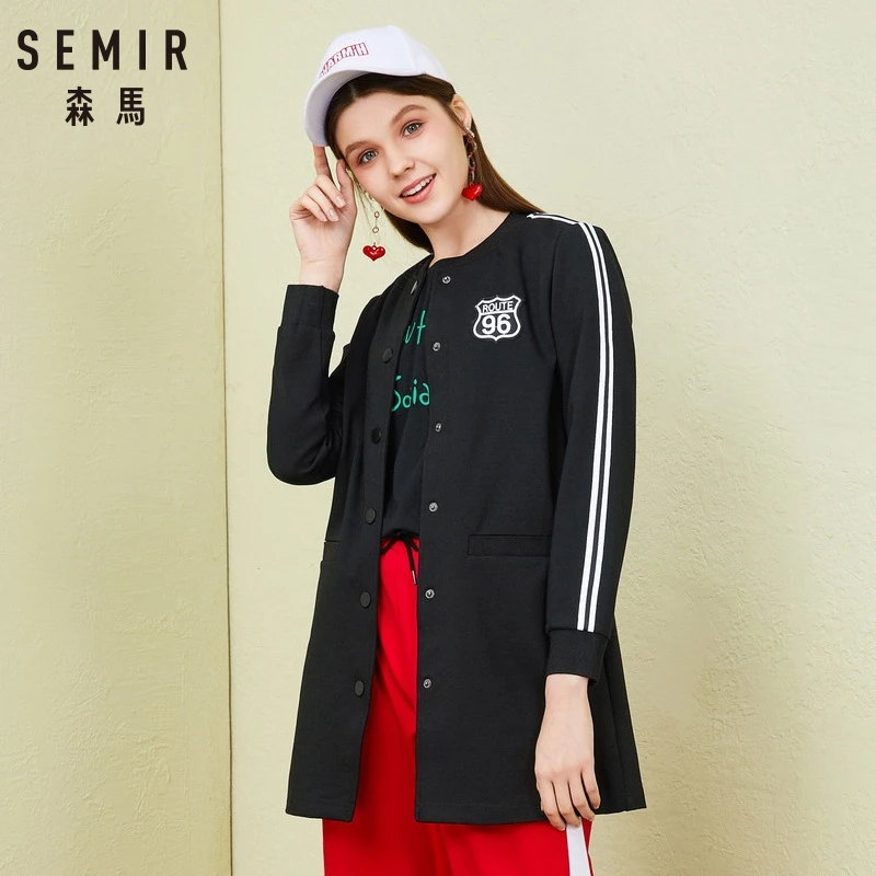 SEMIR Тренч в полоску сбоку для женщин пальто Abrigo Mujer Женская облегающая Длинная