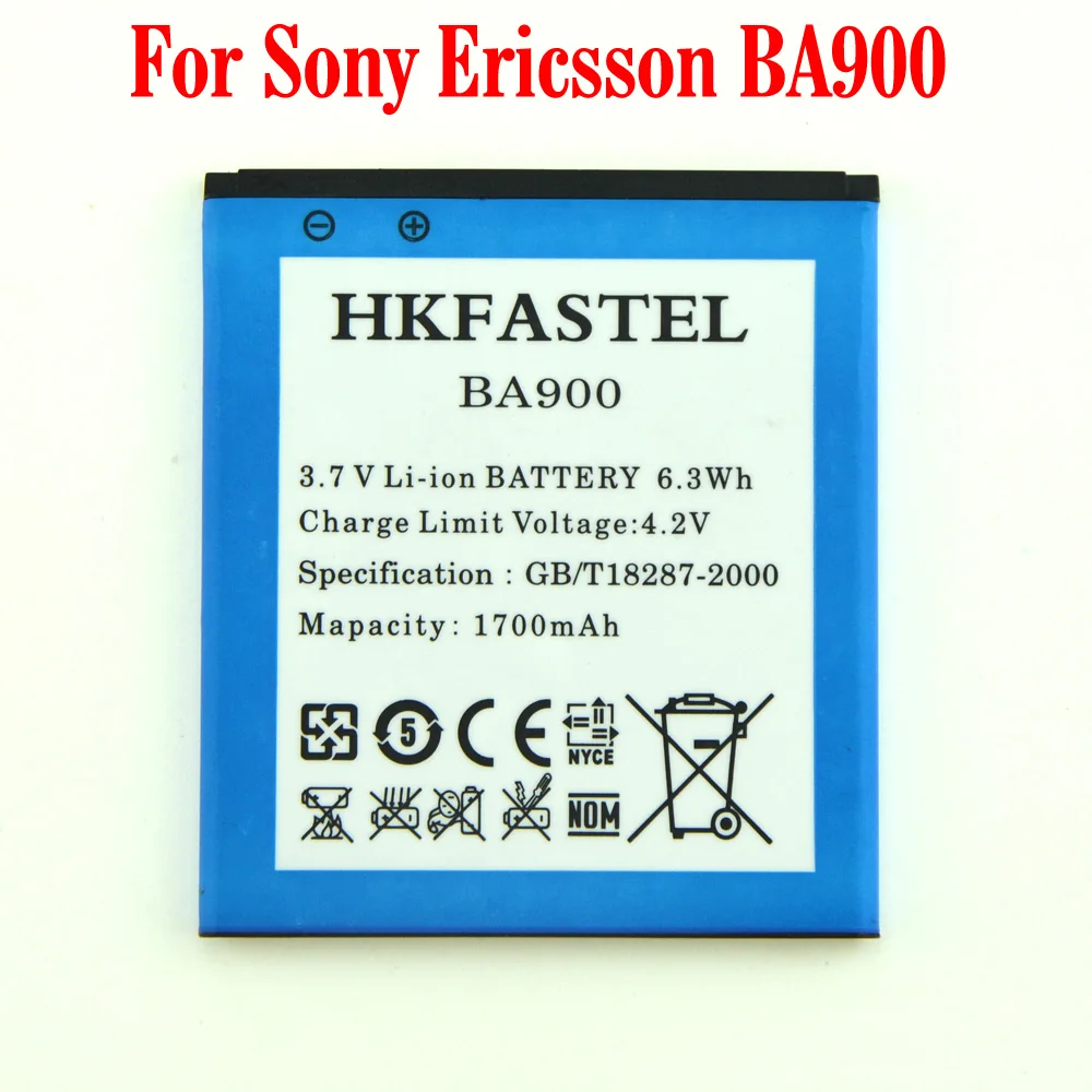 Аккумулятор hkfatel BA900 для Sony Ericsson Xperia TX LT29i/J ST26i/L S36h C2105 E1 J L M C2104 C1904 C1905 мобильный