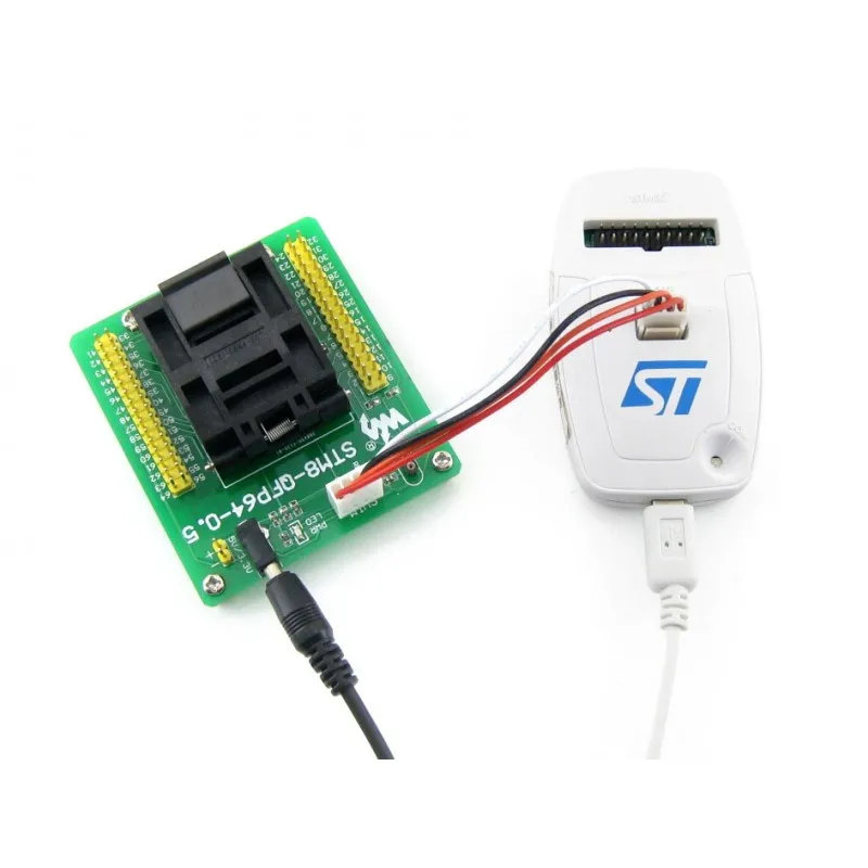 STM8-QFP64-0.5# STM8 программирования адаптер IC Тесты гнездо для LQFP64 посылка 0,5 мм Шаг с плавать Порты и разъёмы = STM8-QFP64-0.5