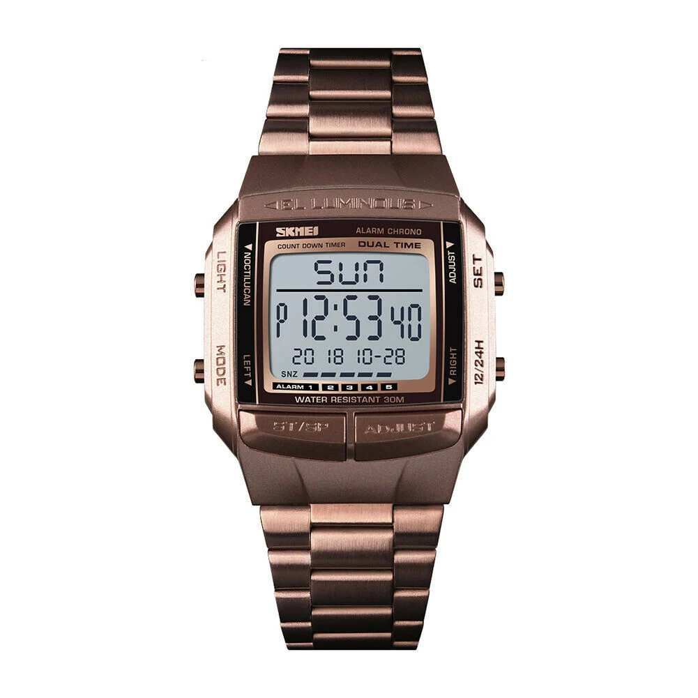 Часы мужские/женские спортивные часы водонепроницаемые наружные светодиодный цифровые наручные часы - Цвет: E1