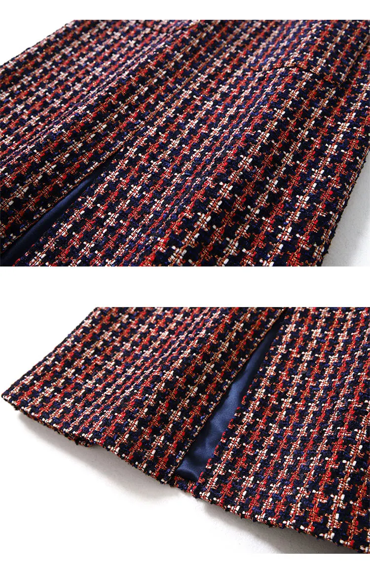 Saia период и шик для восстановления древних способов высокой талии сетки твид небольшой благовоний мешок Юбки До Колена ветра слово