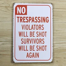 XD294 Высокое качество наклейки на стену "вход воспрещен!" плакат фильм Искусство кафе бар винтажная металлическая Живопись Домашний Декор 20X30 см