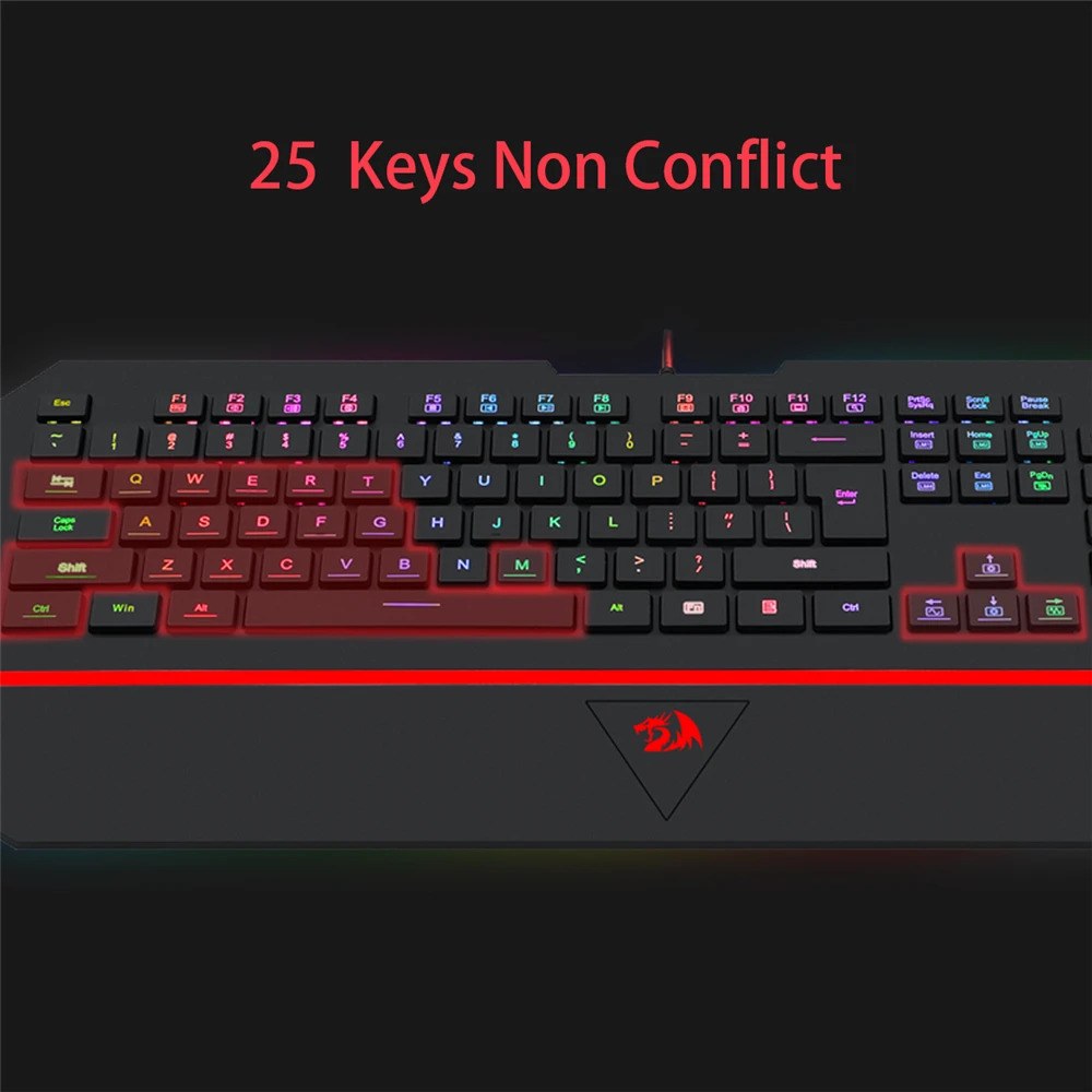 Игровая клавиатура K502 Redragon Kaeyboard RGB светодиодный Подсветка клавиатура 104 клавиша компьютерная игровая клавиатура SilentWrist