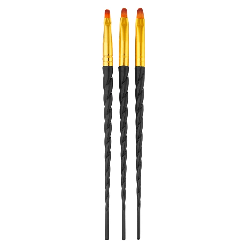 

3Pcs/Set Nail Art Screw Thread Acrylic Uv Gel Extension Builder Painting Brush Pattern Design Drawing Pen Manicure Tool