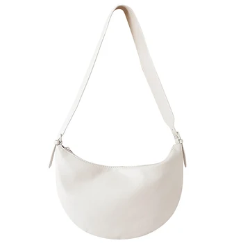 

Fashion Women Shoulder Bag Pu Semicircle Handbag Simple Casual Messenger Bags White