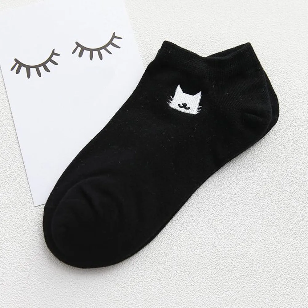 ChamsGend женские хлопковые носки креативные забавные носки с вышивкой кошки Прямая поставка A1