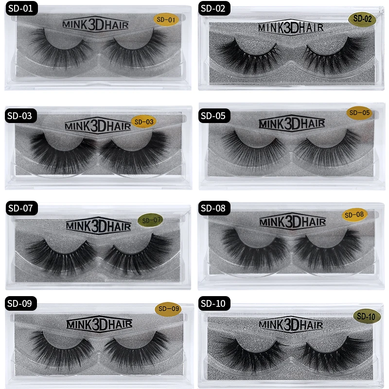 

3Pairs per lot 3D mink false eyelashes natural long full srrip lashes hand made hight quality eyelashes