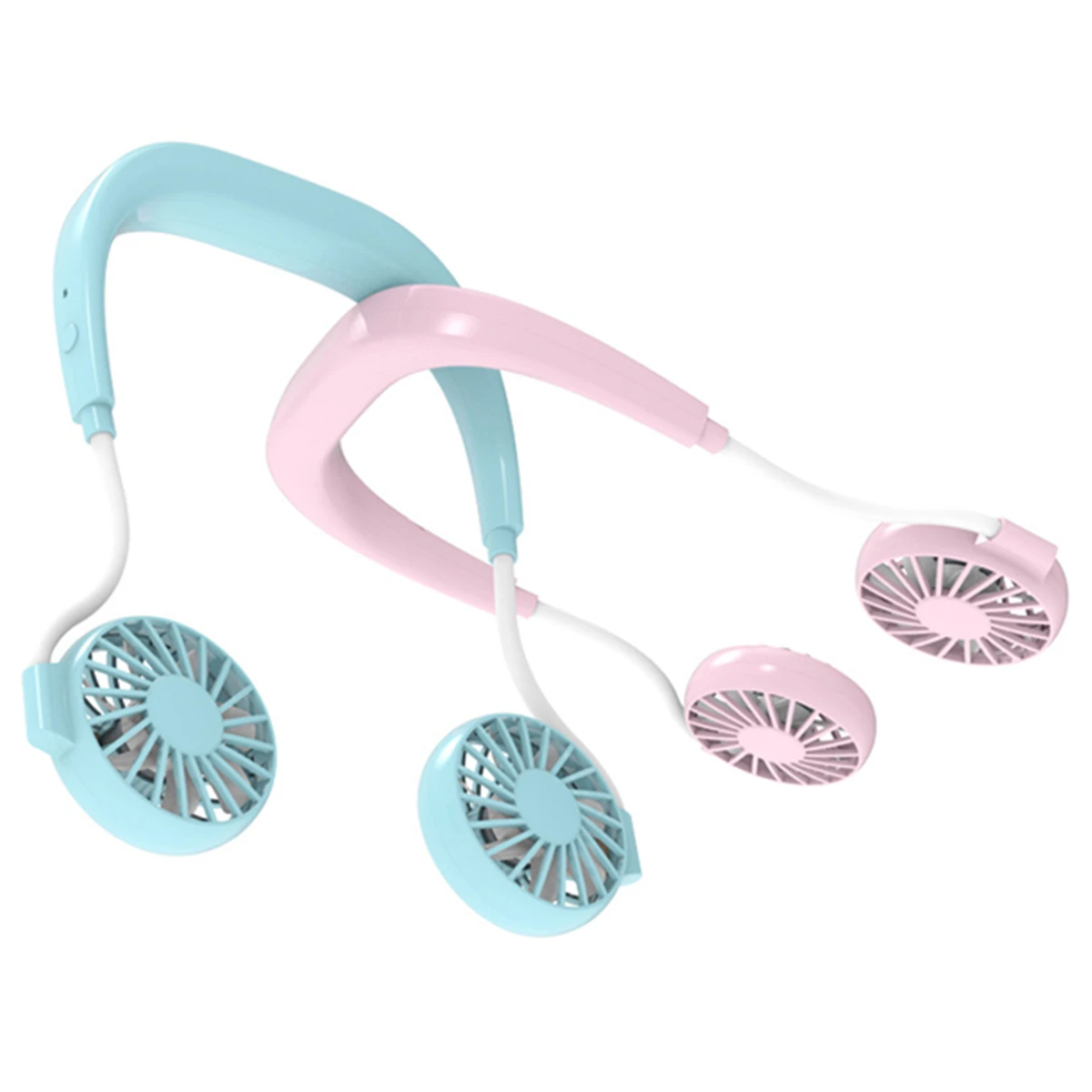 

Outdoor Neck Band Fan Personal Portable Mini Double Wind Head Neckband Fan USB Rechargeable Air Cooler For Sports Traveling