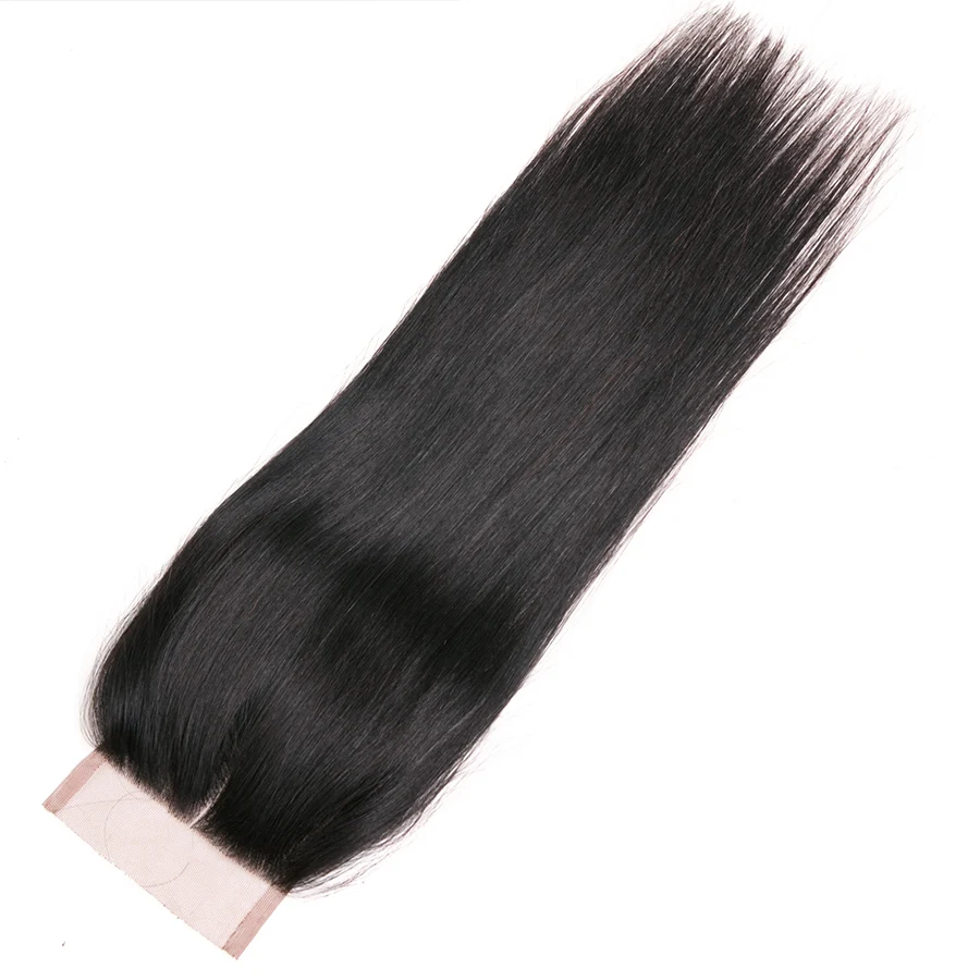 Alidoremi бразильские прямые Кружева Закрытие 4x4 средняя часть Remy человеческие волосы