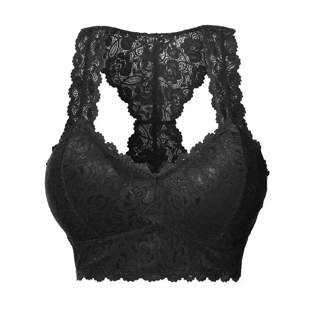 

Women Breathable Floral Lace Bralette Padded Bra Female Tops Bustier Racerback Vest Tank Top