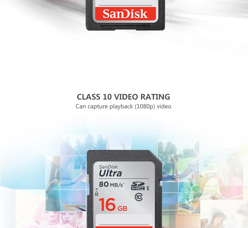 SanDisk SD карта Ultra Max 80 МБ/с./с скорость чтения 64 Гб 128 ГБ 16 ГБ 32 ГБ класс 10 карты памяти UHS-I SDHC/SDXC Для видео камеры