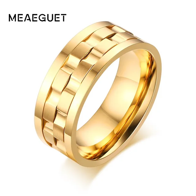 Men's Spinner Ring Rotatable Wedding Band Round Rings Classic Gold Color 9mm Gen Men's Spinner Ring Rotatable Wedding Band Round Rings Classic Gold Color 9mm Gen