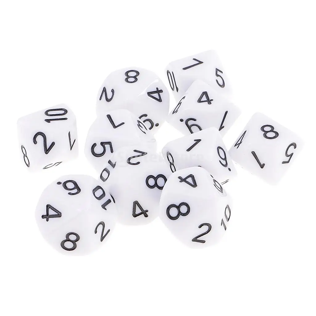 10pcs 10 Sided Dice D10 Polyhedral Dice for Dungeons and Dragons Games White 10pcs 10 Sided Dice D10 Polyhedral Dice for Dungeons and Dragons Games White