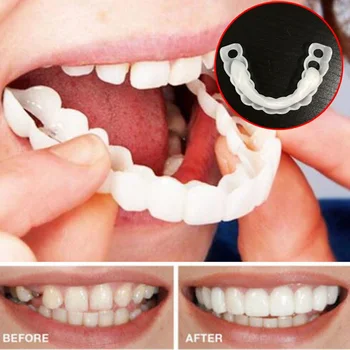 

New Denture Care False Dental Tooth for Upper Teeth Whitening Dental Snap On Smile One Size Fits Most Comfortable