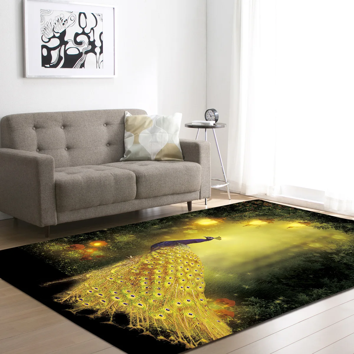 

Polyester Peacock Pattern Carpet for Living Room Kitchen Mat Bedroom Carpet Floor Door Mat Decoration Carpet