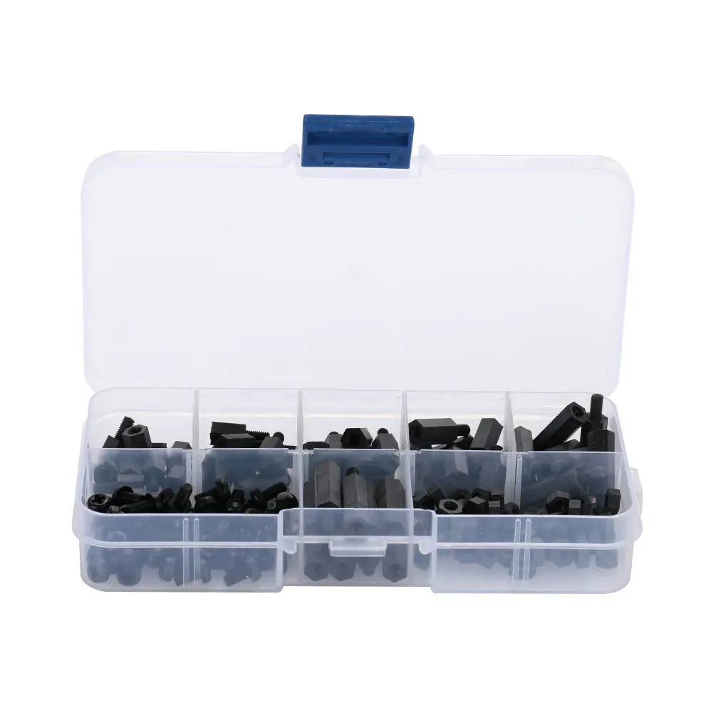 Buy 180PCS Black Nylon M3 M F Hex Screw Spacer Screw