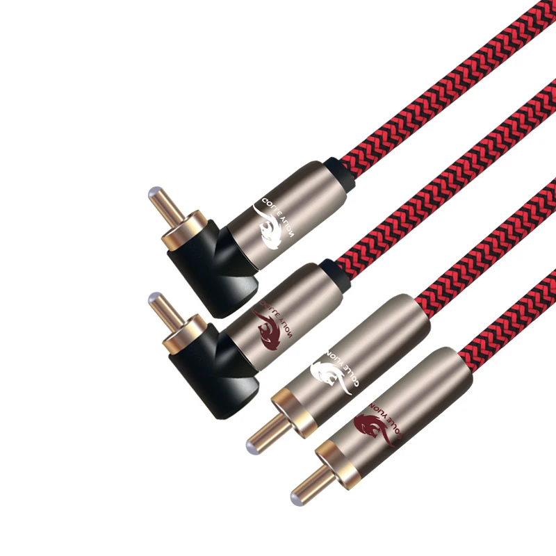 Hifi Audio Cable 2 Angle RCA to 2 Straight RCA TV Amplifier Subwoofer