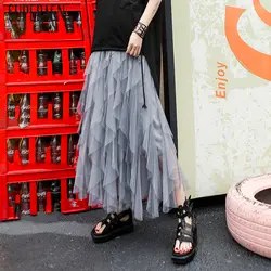 SuperAen 2019 новые летние модные женские туфли юбка Повседневное свободные Высокая талия Нерегулярные Юбка из сетчатой ткани женские корейский