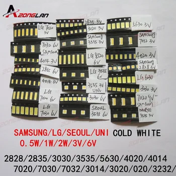 

1W/0.5W SMD LED Kit 3V/6V 2835/3030/3535/4020/2828/6030/8520/7030/3014 Cold white For TV Backlight Beads 37 values *10pcs=370PCS
