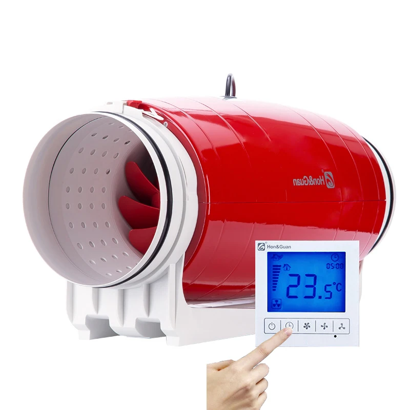 

Exhaust Fan Round Duct Fan LCD Delay High Pressure Fan Three-speed Switch Silent Bathroom Exhaust Fan 8inch HDD-200P
