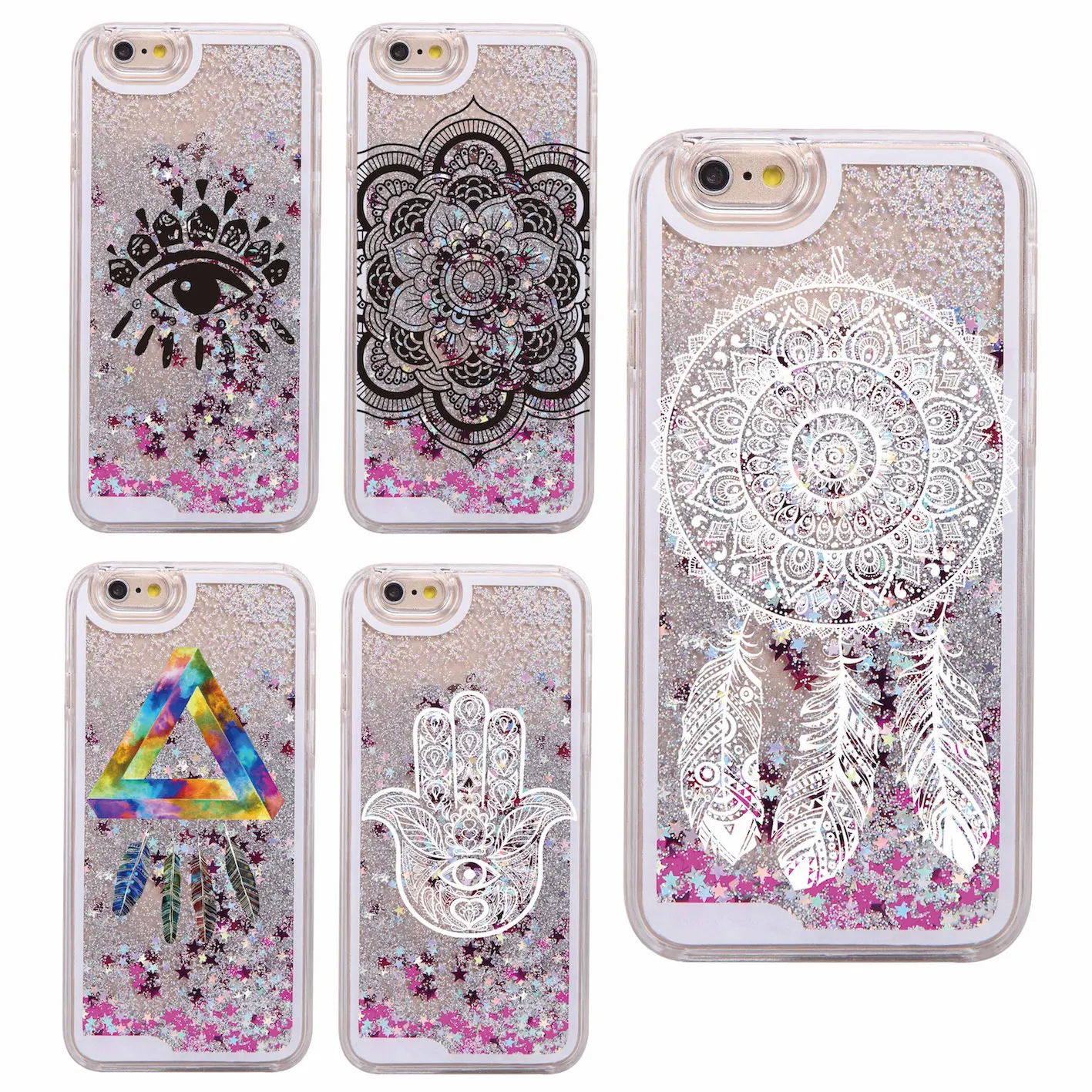 

Glitter Liquid Mandala Dream Catcher Bohemia Boho Feathers Hard Case Coque Fundas For iPhone 7 7Plus 8 8Plus X 6 6S XS Max