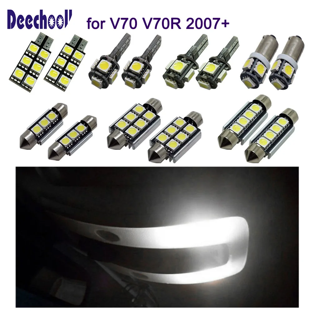 Deechooll 14 шт. автомобильный купольный светильник для Volvo V70 V70R 2007 + Canbus Автоматическая внутренняя светодиодная
