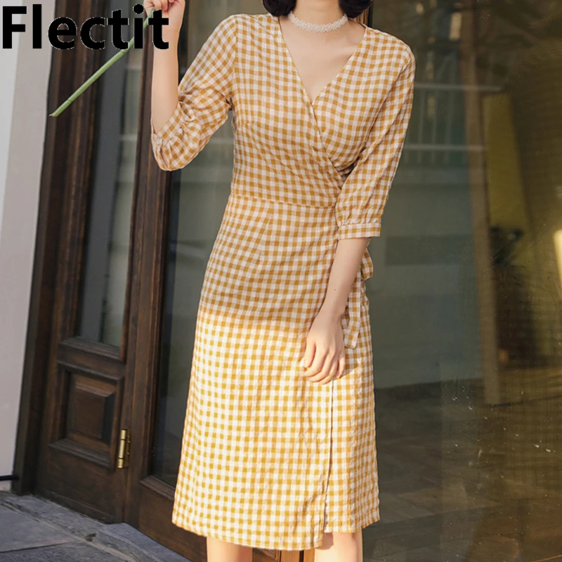 linen gingham dress