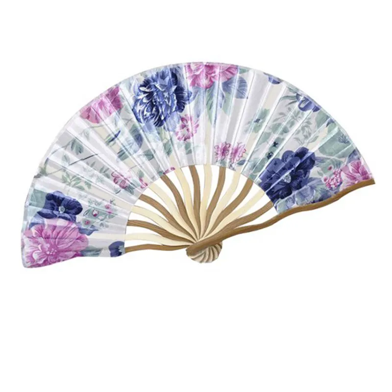 

Chinese Peony Printing Fabric Cloth Bamboo Hand Foldable Fan