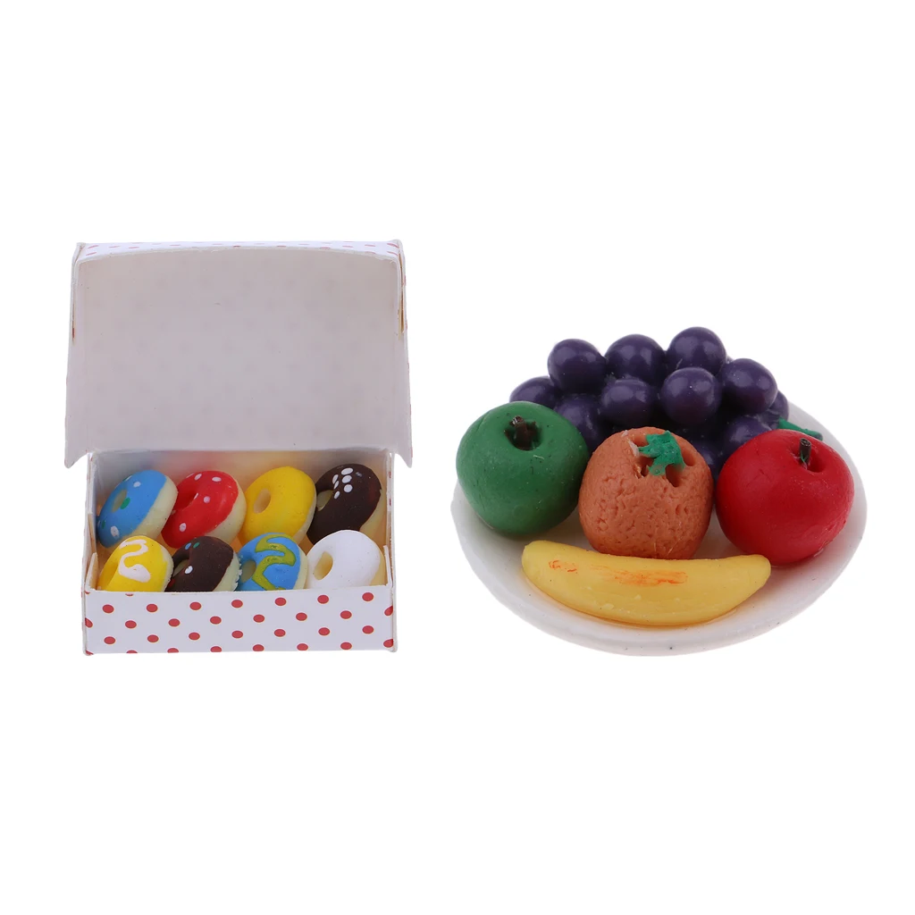 

Miniature Fruit Platter Doughnut Model for 1/12 Scale Dollhouse Table Decor