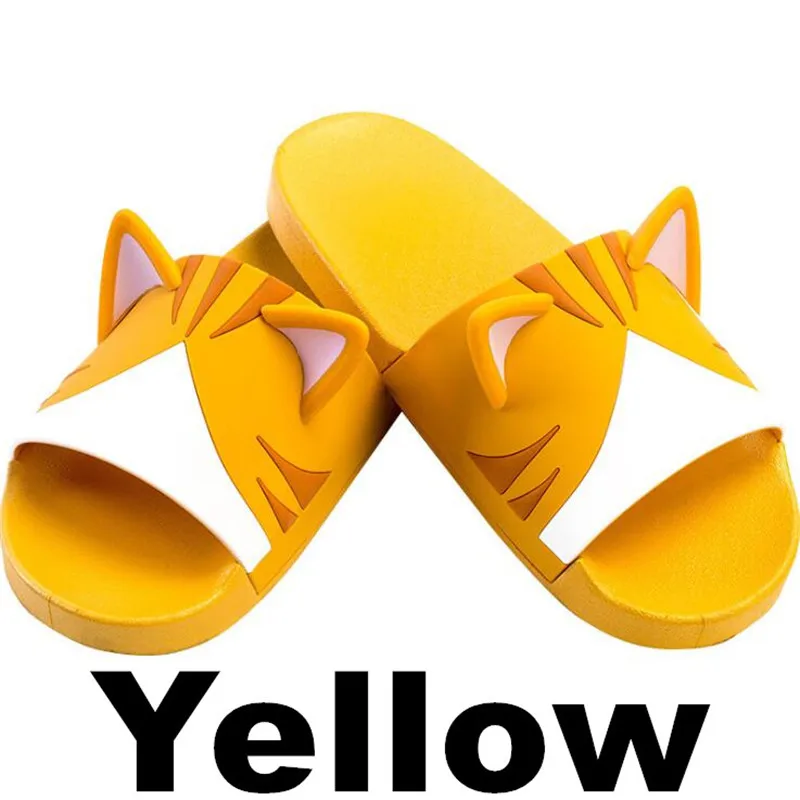 Yellow Очень милый кот; сандалии с рисунком котенка; оригинальные костюмы для костюмированной вечеринки; летние домашние тапочки с мягкой подошвой в японском стиле; хороший подарок - Цвет: Yellow