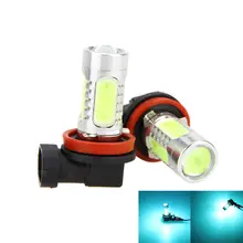 Высокая Мощность 7,5 W H11 H8 COB 8000 K Ледяной Синий ЖК Проектор лампа автомобиля DRL Противотуманные фары