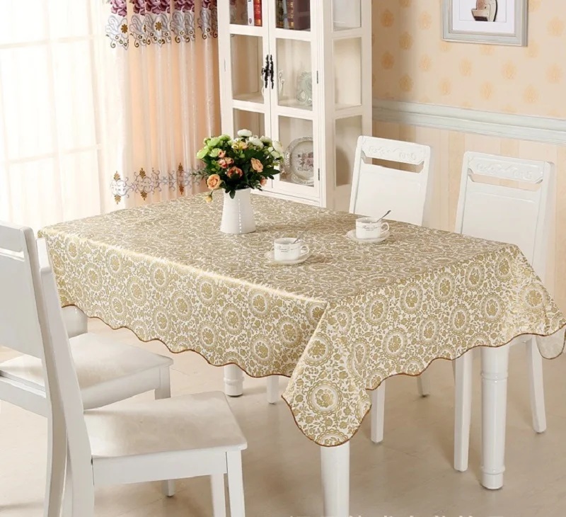 

Hot Floral PVC Tablecloth Waterproof Europe Rural Style Oilproof Square Tablecloth Bronzing Table Cloth Flowers Table Cover