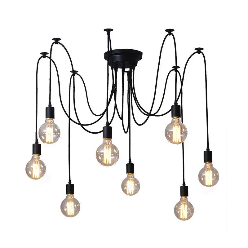 

6 8Heads Simple Vintage Industrial Ceiling Lamp structure Edison Light Chandelier Pendant Lighting with G80 bulbs