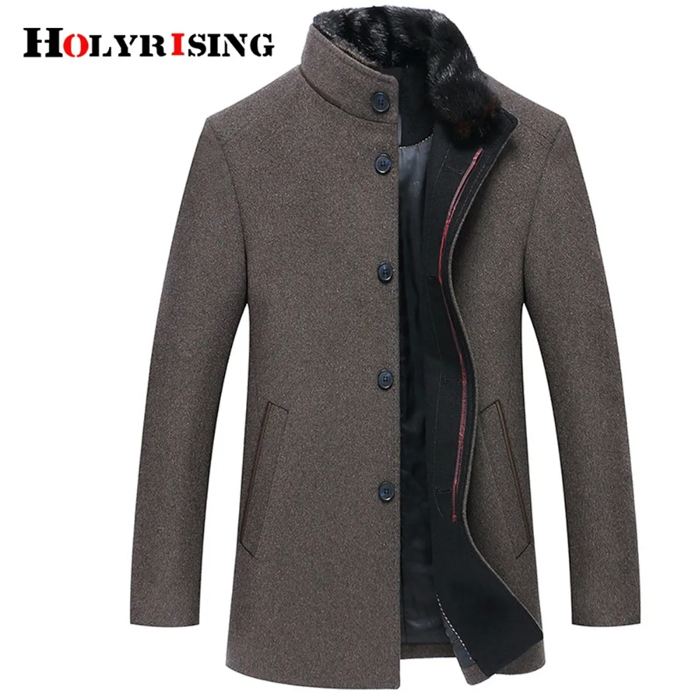 

Holyrising Men Wool Coats Casaco Masculino Inverno Single Button Mens Overcoat Windproof Men Cloths Slim Coats For Men 18519-5