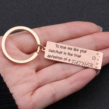 

Engraved Keyring To Love Me Like Your Own That Is The True Father Stepdad Gifts Cute Car Key Tag Jewelry Bag Charm Key Holder