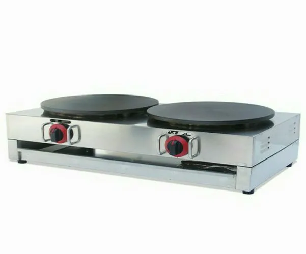 40cm Commercial Gas Crepe Maker Double Burner Pancake Machine Gas Crepe Making Machine Pancake Maker;2 Heads Gas Crepe machine