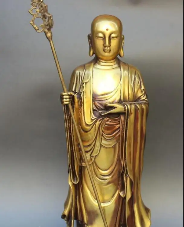 

Details about 16" Chinese Pure Bronze Lotus Tang Seng Ksitigarbha Boddhisattva Buddha Statue