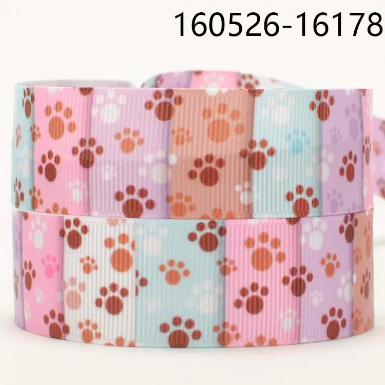 Nuova Vendita 50 Iarde Brown Dog Paw Pattern Stampato Grosgrain Cartoon Ribbon Diy Spedizione Gratuita