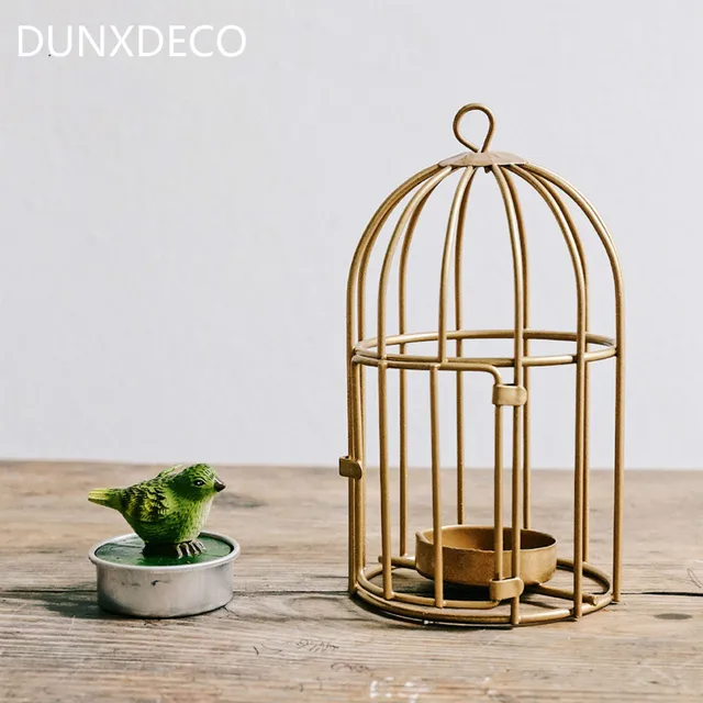 1727 5 De Réductiondunxdeco Maison Bureau Bureau Accessoire Oiseau Cage Fer Artisanat Bougeoir Romantique Décoration Maison Amour Cadeau Dans