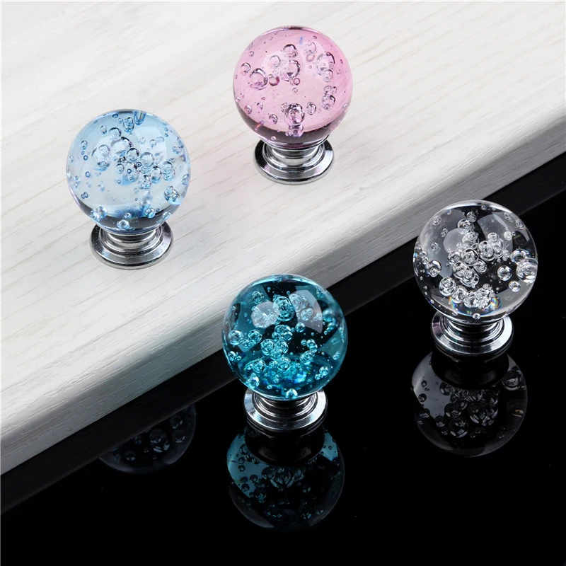 1PC Door Handle Crystal Clear Glass Cabinet Cupboard Drawer Pull Furniture Knobs