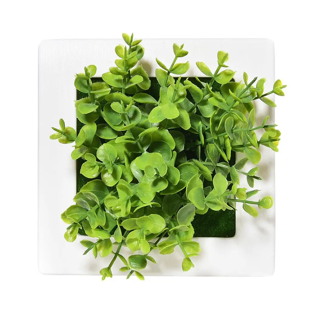 green 3D пластиковые искусственные цветы висячий декор для стен квадратные цветочные горшки Набор Держатель искусственный суккулент растения для украшения дома сада - Цвет: green