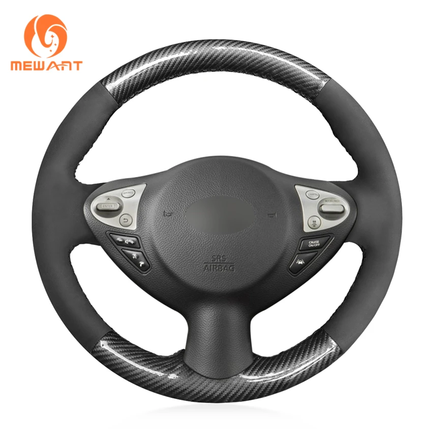 Suede PU Carbon Fiber Steering Wheel Cover for Infiniti FX35 FX37 Nissan Juke