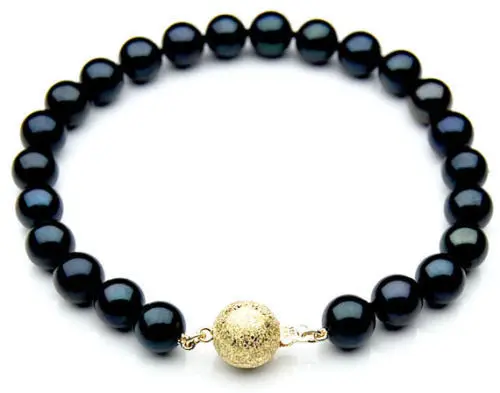 

Free shipping@@@@@ 10-11mm tahitian natural black pearl bracelet 7.5-8inch